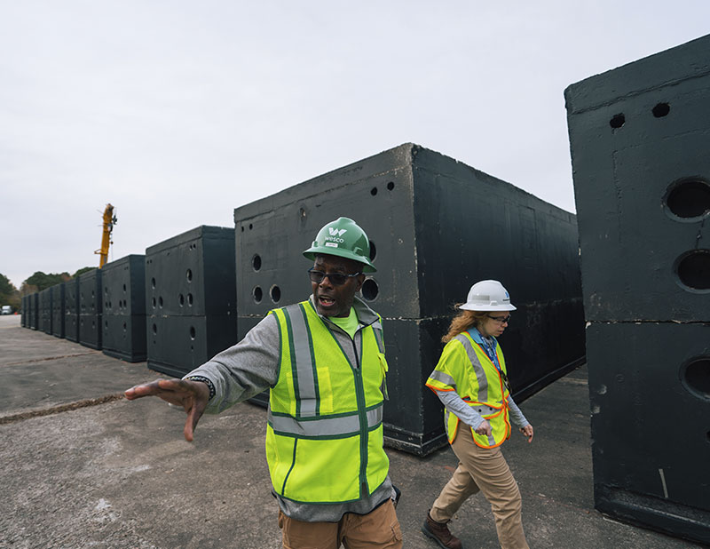 Construction workers on the job